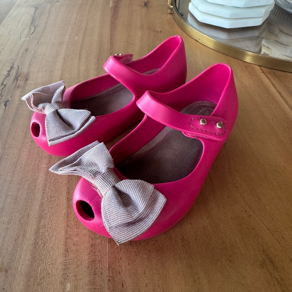 Mini Melissa pink peep toe jelly sandals 7